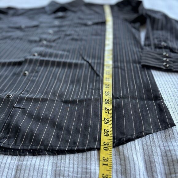 Panhandle Slim Western Shirt XL 17.5 35 Pearl Snap Black Pinstripe Retro NWT - Picture 15 of 15